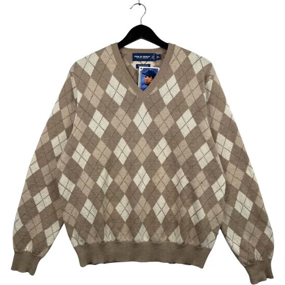 Vintage Polo Golf Ralph Lauren Diamond Patterned Sweater L